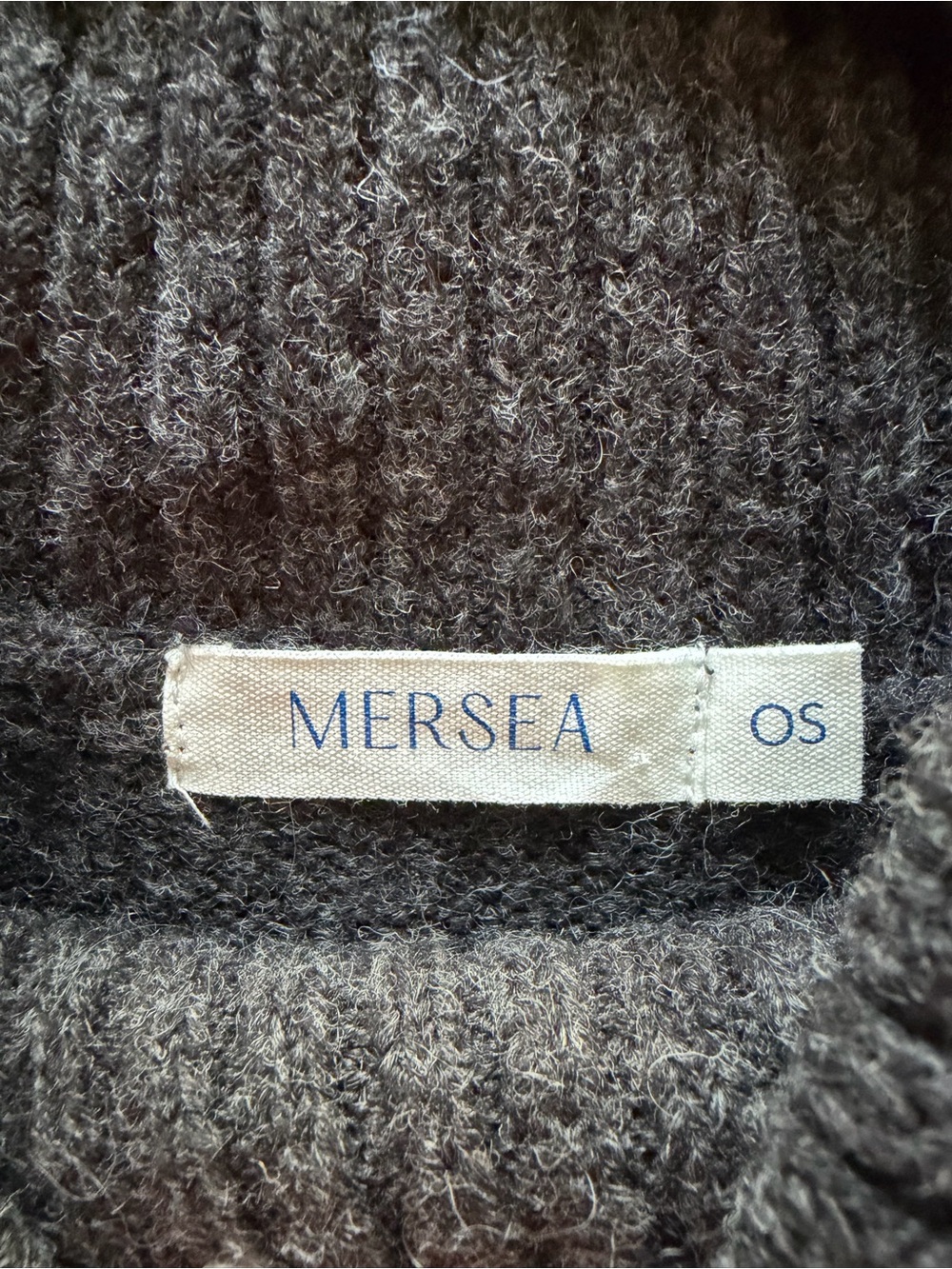 MERSEA Charcoal Gray Knit Poncho Sweater, Side Ties, Pockets, One Size - Picture 4 of 7